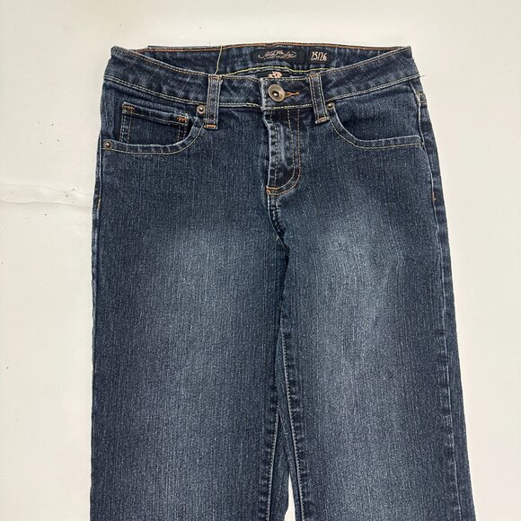 Ed Hardy Bootcut Embroidered Back Pockets Womens size 25 26 Dark Blue Denim Jean - Picture 2 of 4